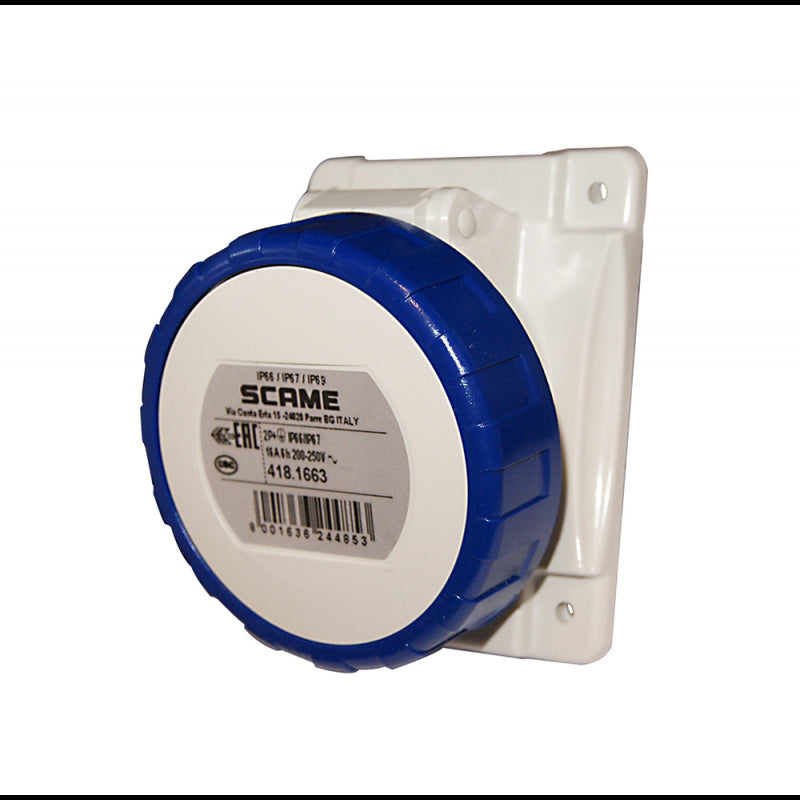 WATERPROOF SOCKET 2P+T 220V. 16A IP67